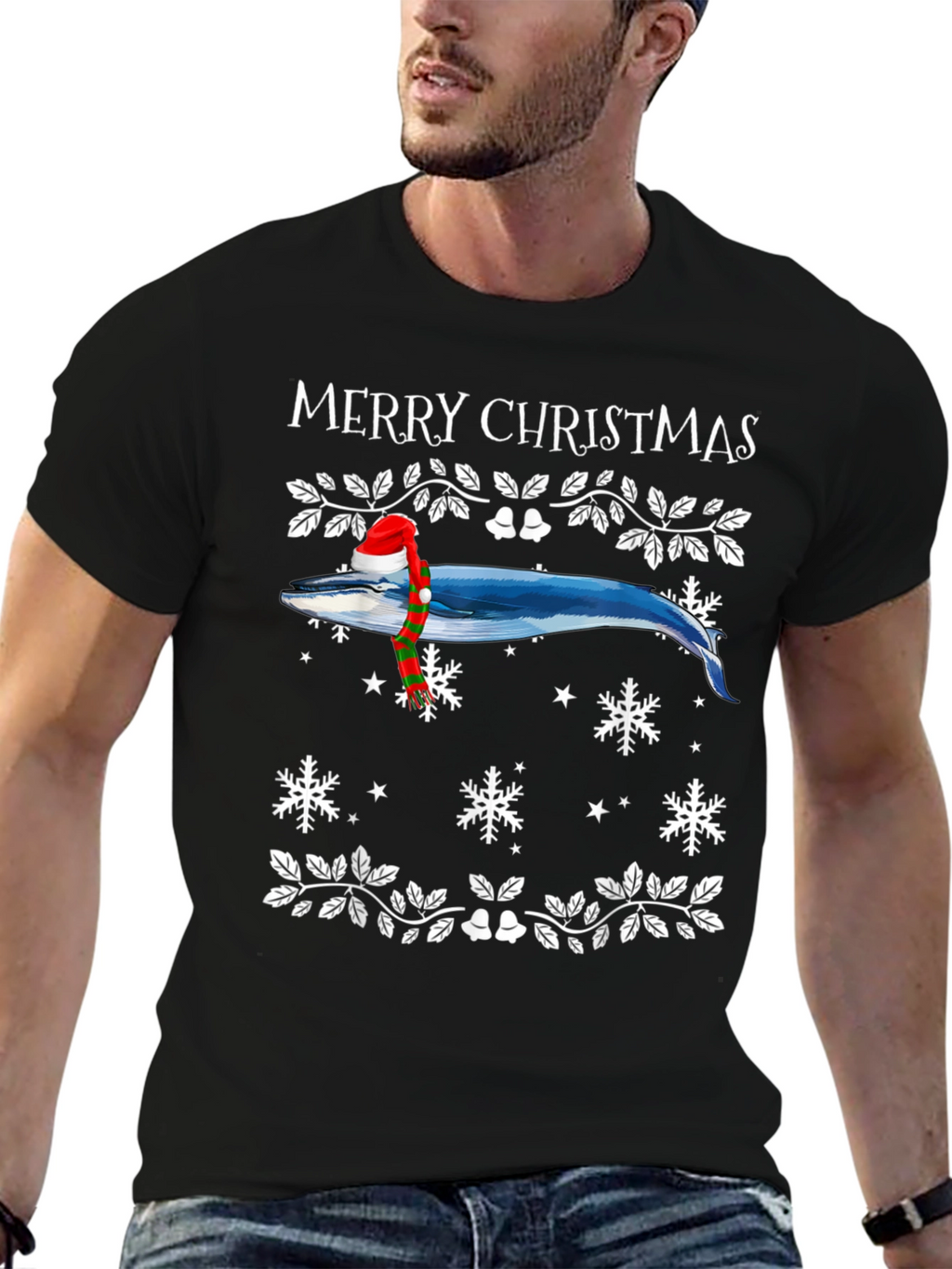 Whale Merry Christmas Graphic Tee