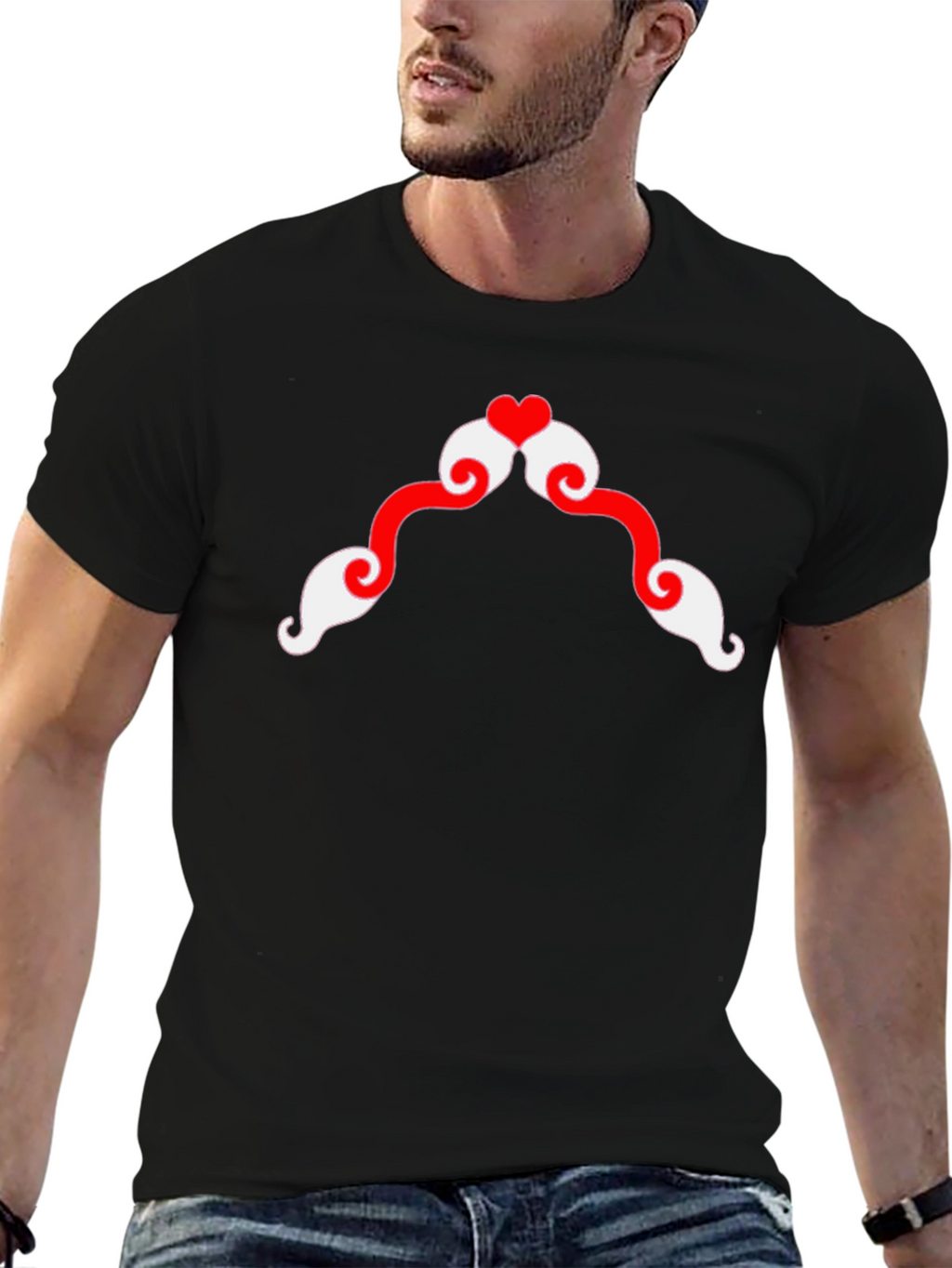 Heart Mustache Graphic Tee