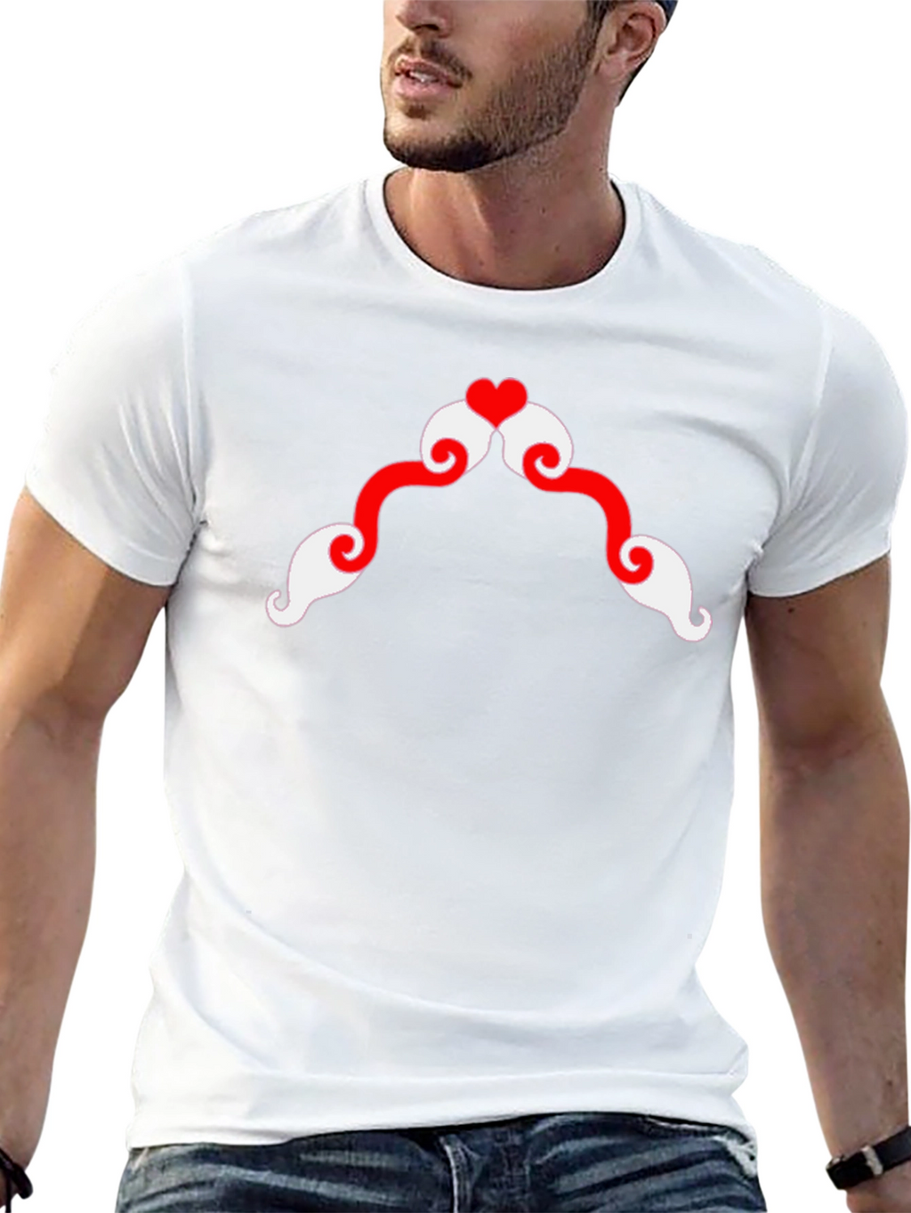 Heart Mustache Graphic Tee