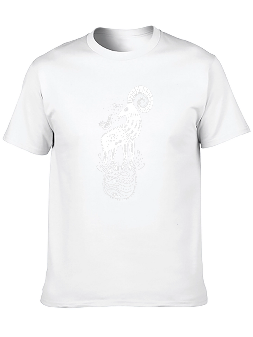 Ram & Bird Graphic Black T-Shirt - Unique Design