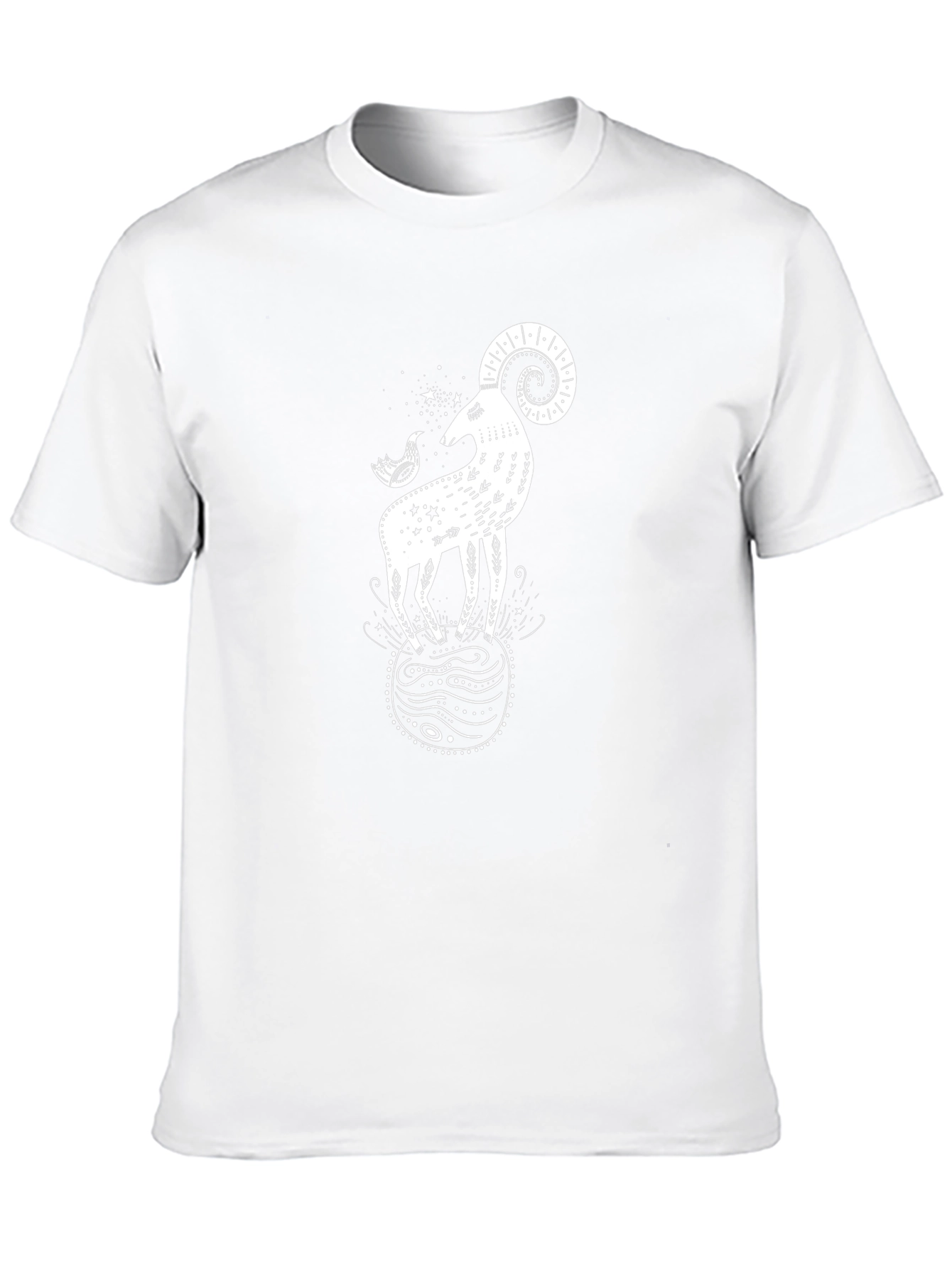 Ram & Bird Graphic Black T-Shirt - Unique Design