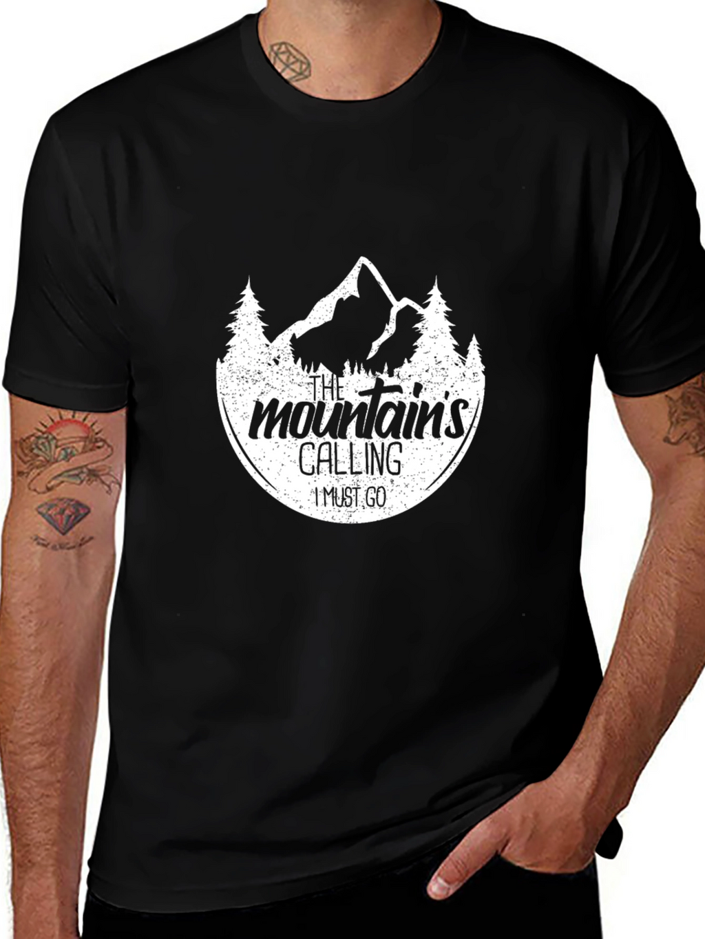 Mountain Calling Black Graphic Tee