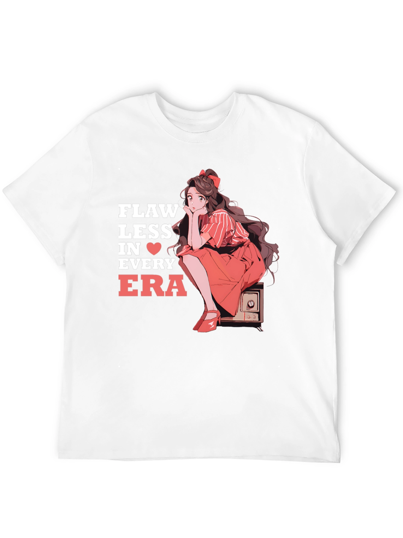 Flawless in Every Era Anime Girl Graphic Tee - Black