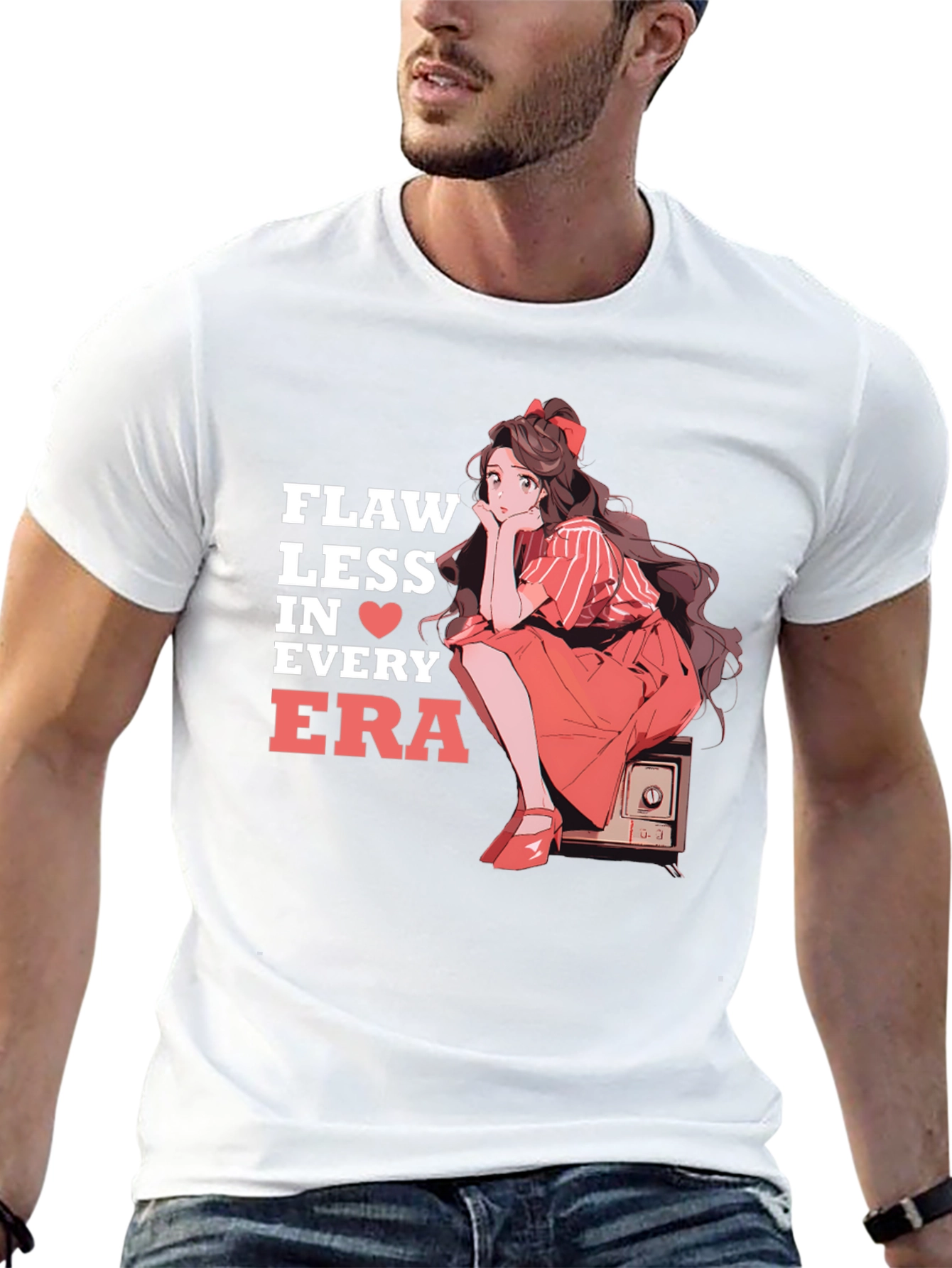 Flawless in Every Era Anime Girl Graphic Tee - Black