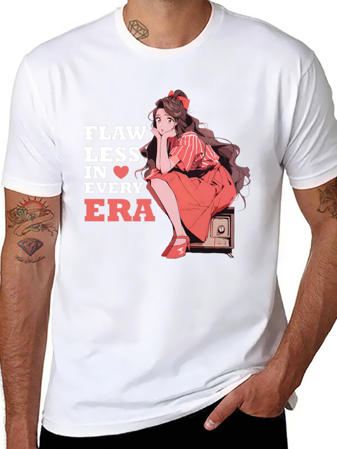 Flawless in Every Era Anime Girl Graphic Tee - Black