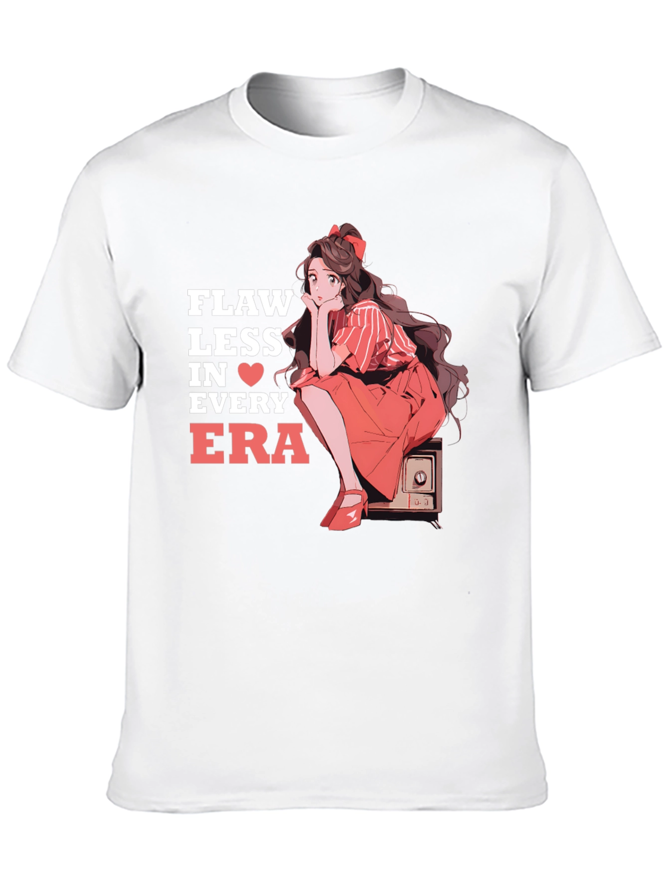 Flawless in Every Era Anime Girl Graphic Tee - Black