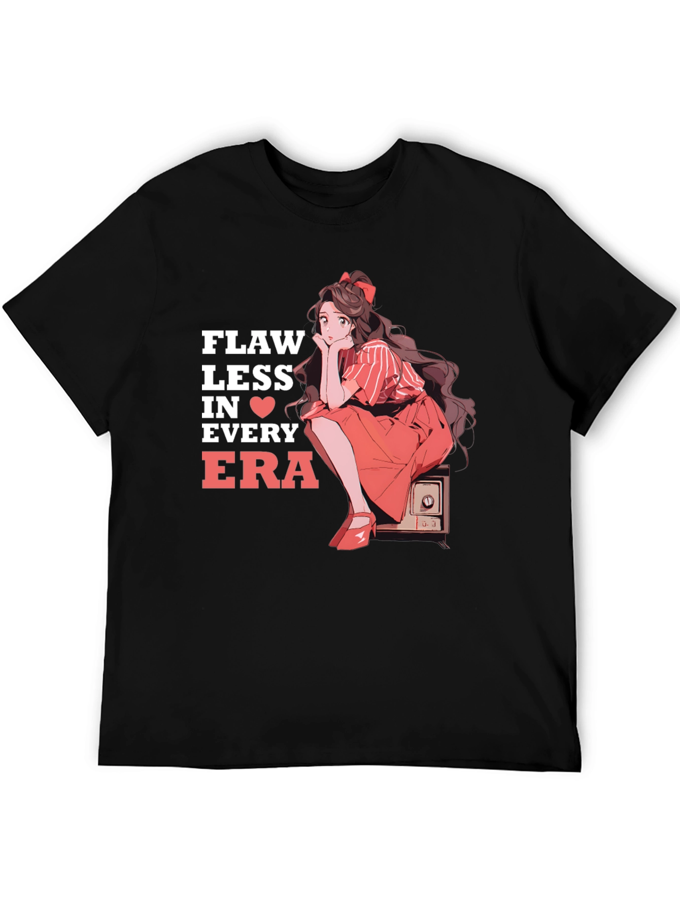 Flawless in Every Era Anime Girl Graphic Tee - Black