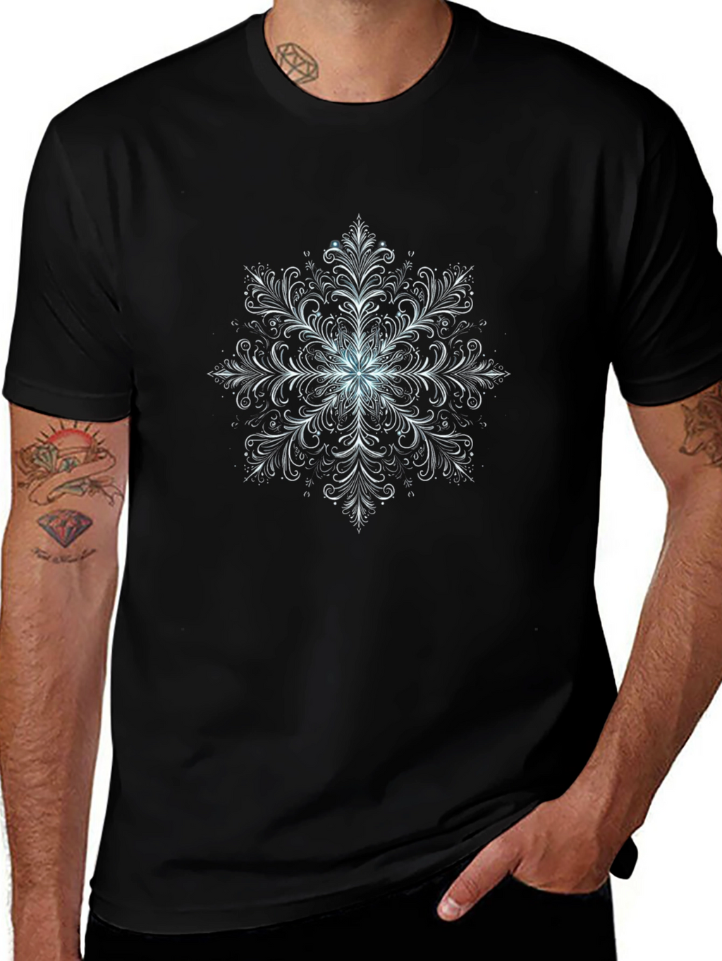 Snowflake Graphic Tee - Stylish Black T-Shirt