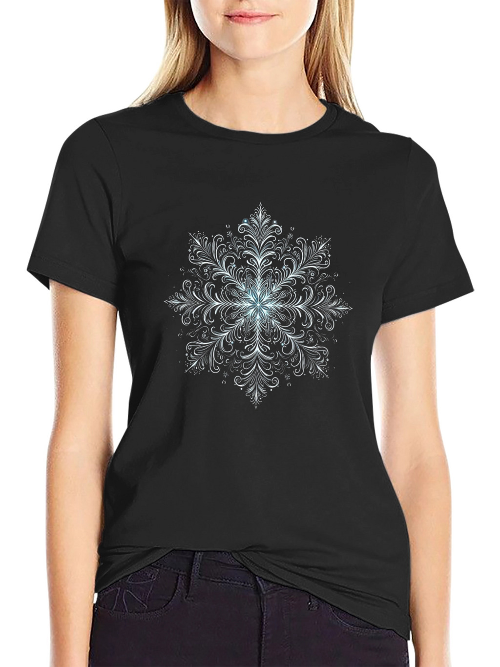 Snowflake Graphic Tee - Stylish Black T-Shirt
