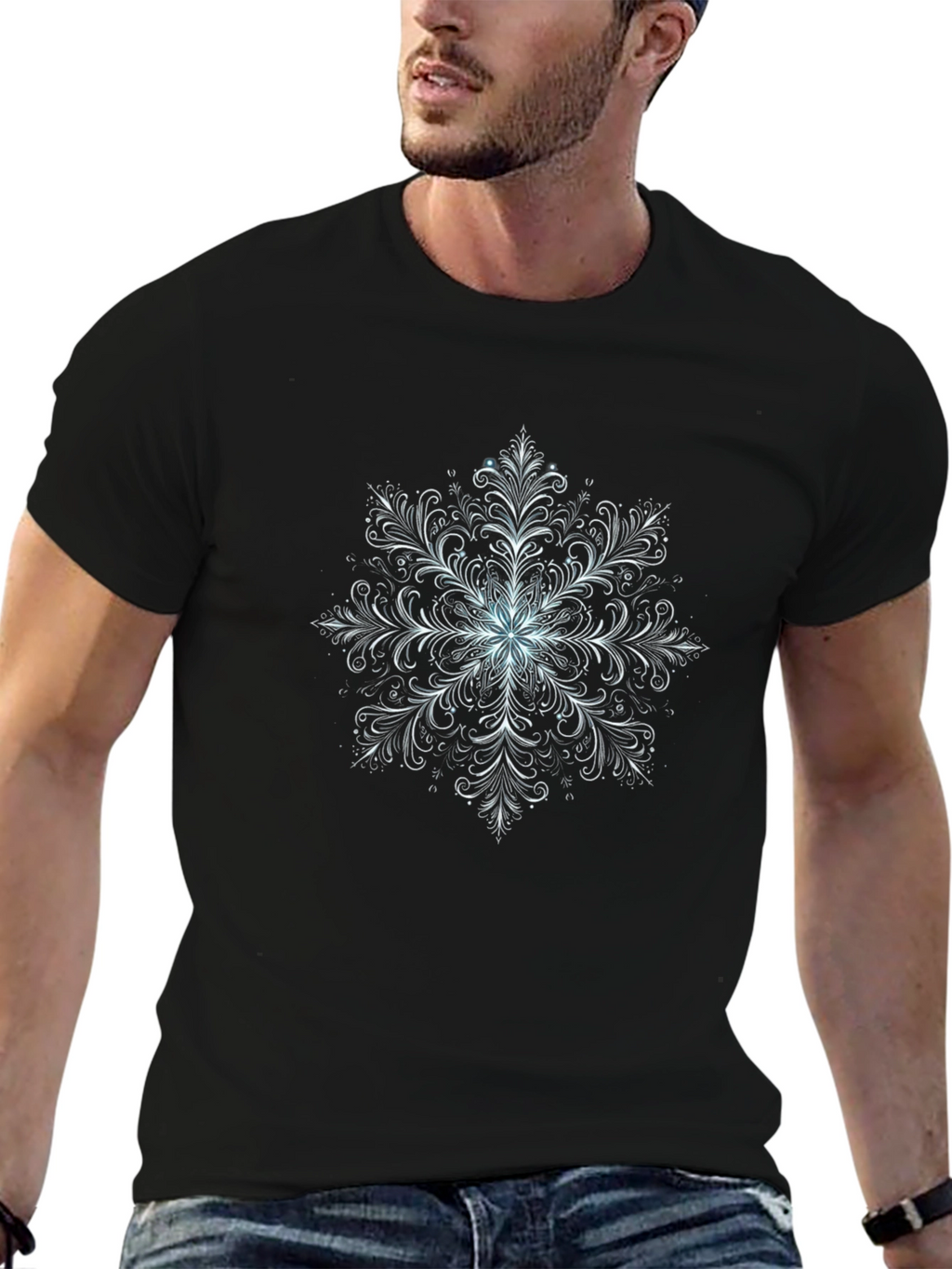 Snowflake Graphic Tee - Stylish Black T-Shirt