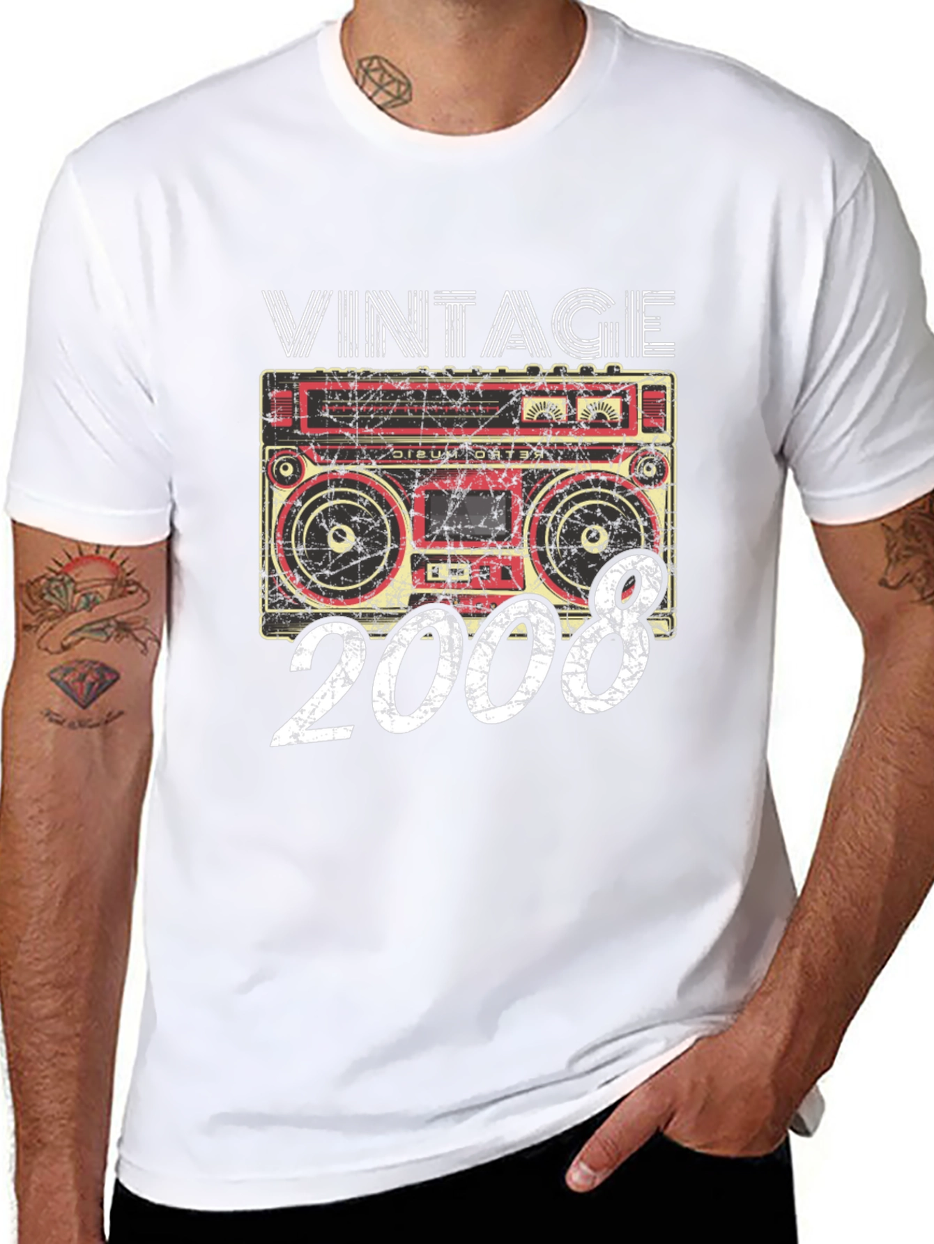 Vintage 2008 Boombox Graphic T-Shirt
