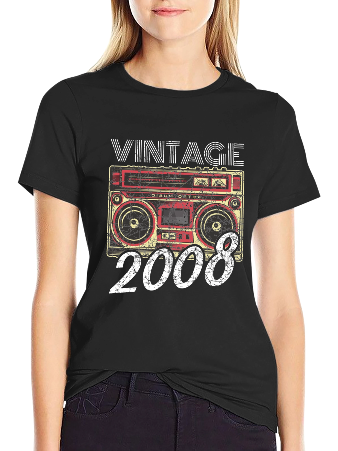 Vintage 2008 Boombox Graphic T-Shirt
