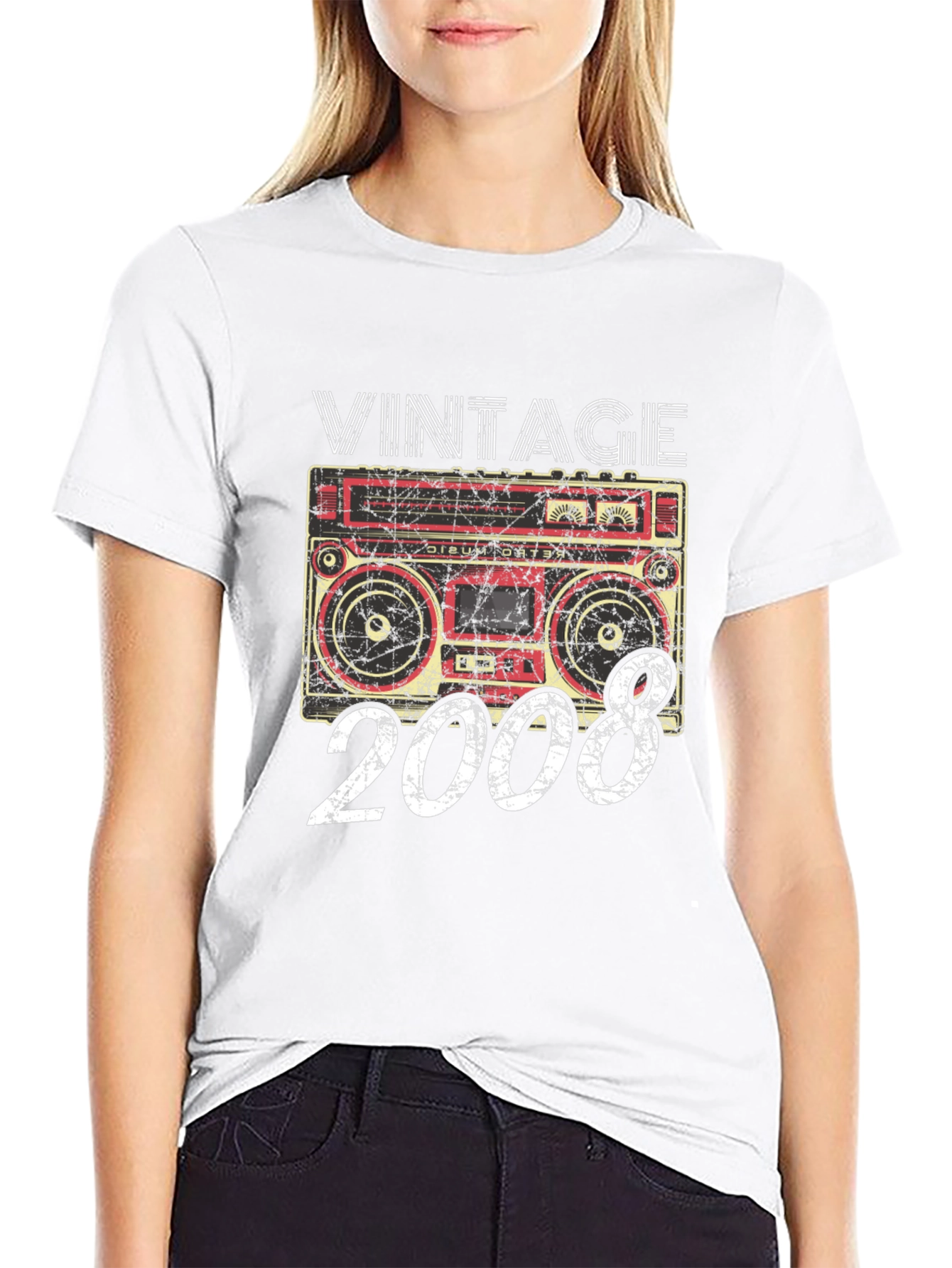 Vintage 2008 Boombox Graphic T-Shirt