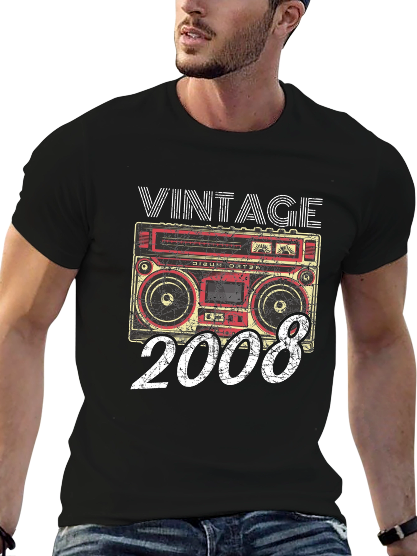 Vintage 2008 Boombox Graphic T-Shirt