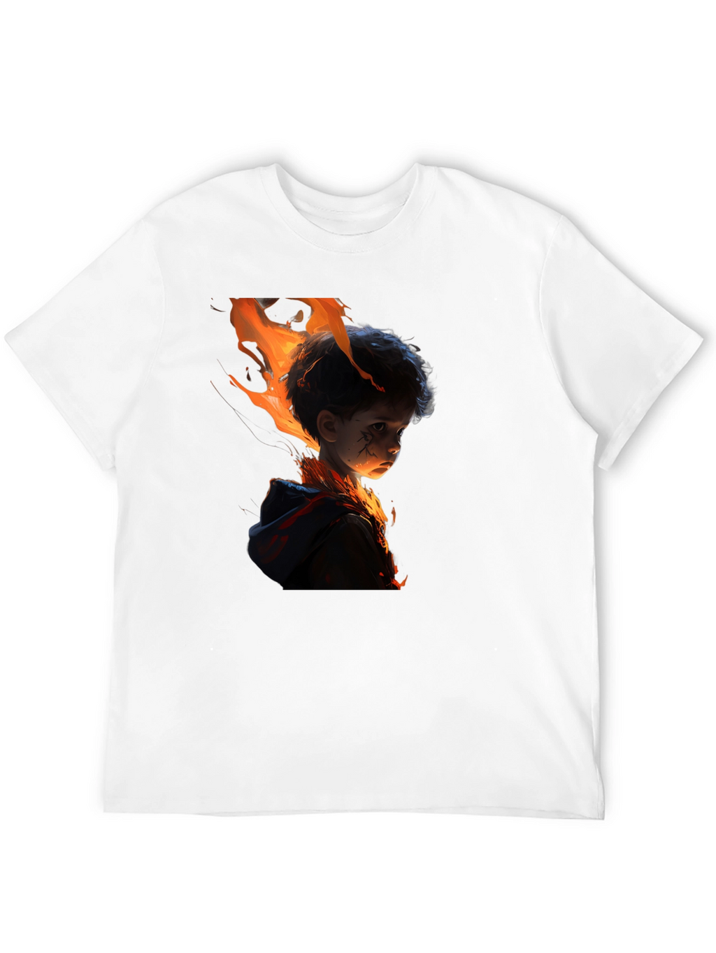 Fiery Child Graphic Print Black T-Shirt