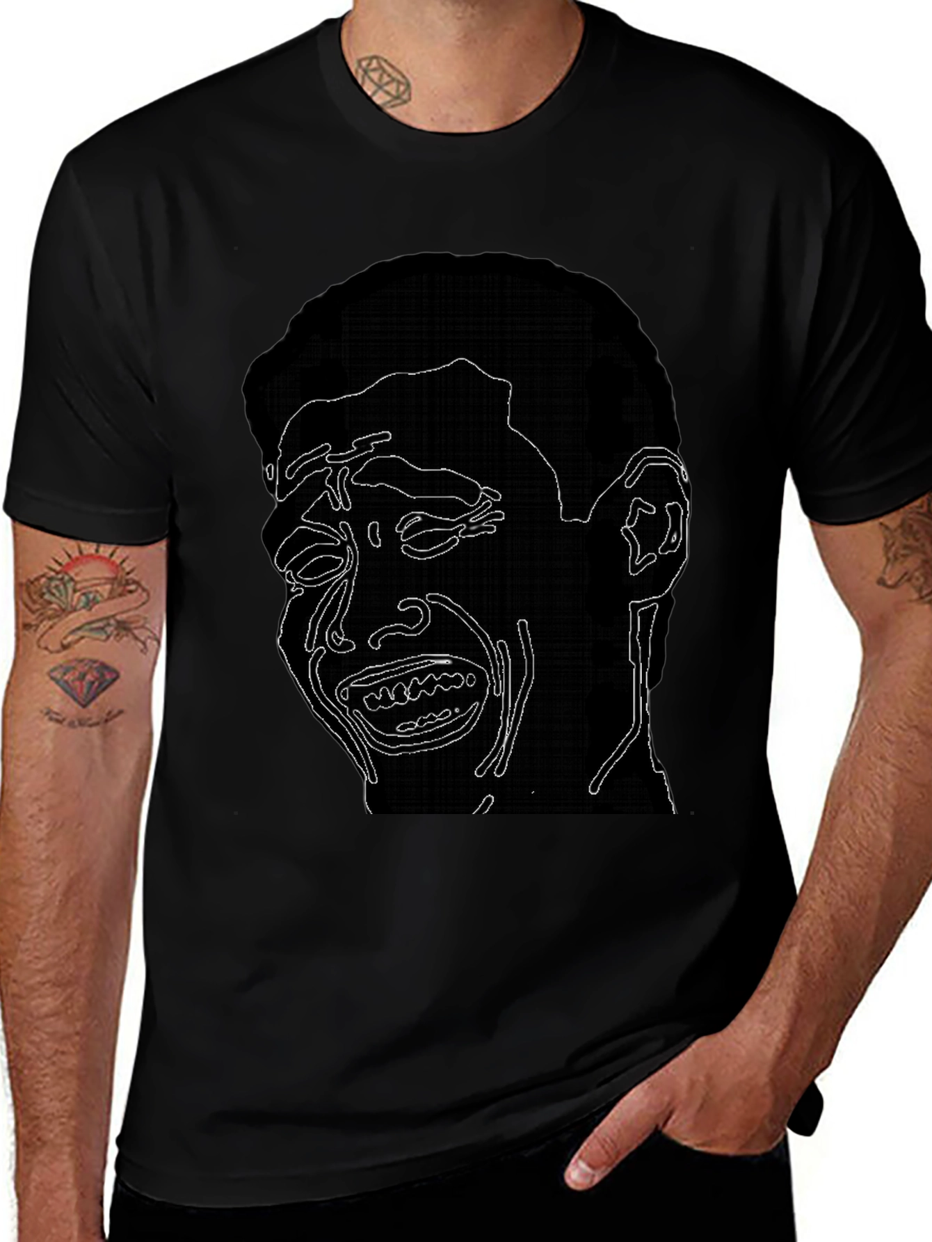 Crying Man Graphic Black Tee