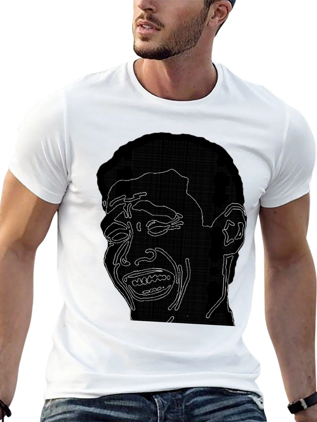 Crying Man Graphic Black Tee