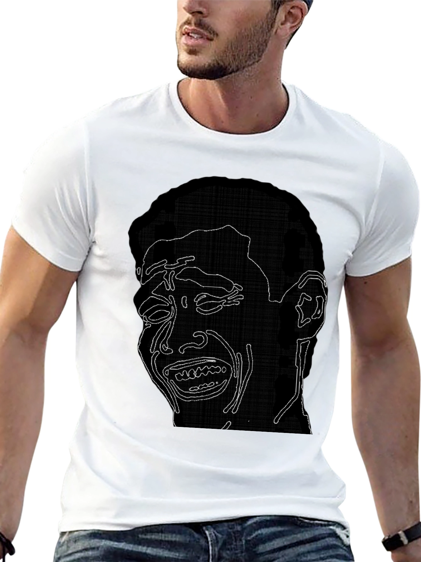 Crying Man Graphic Black Tee