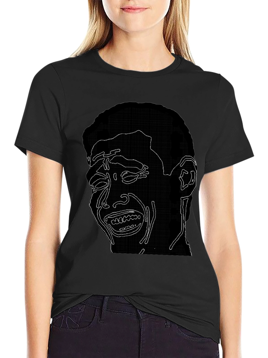 Crying Man Graphic Black Tee