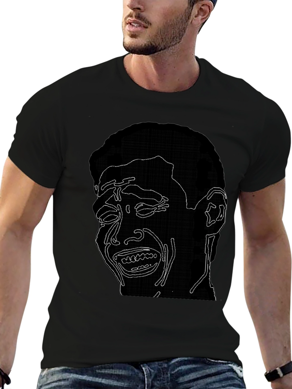 Crying Man Graphic Black Tee