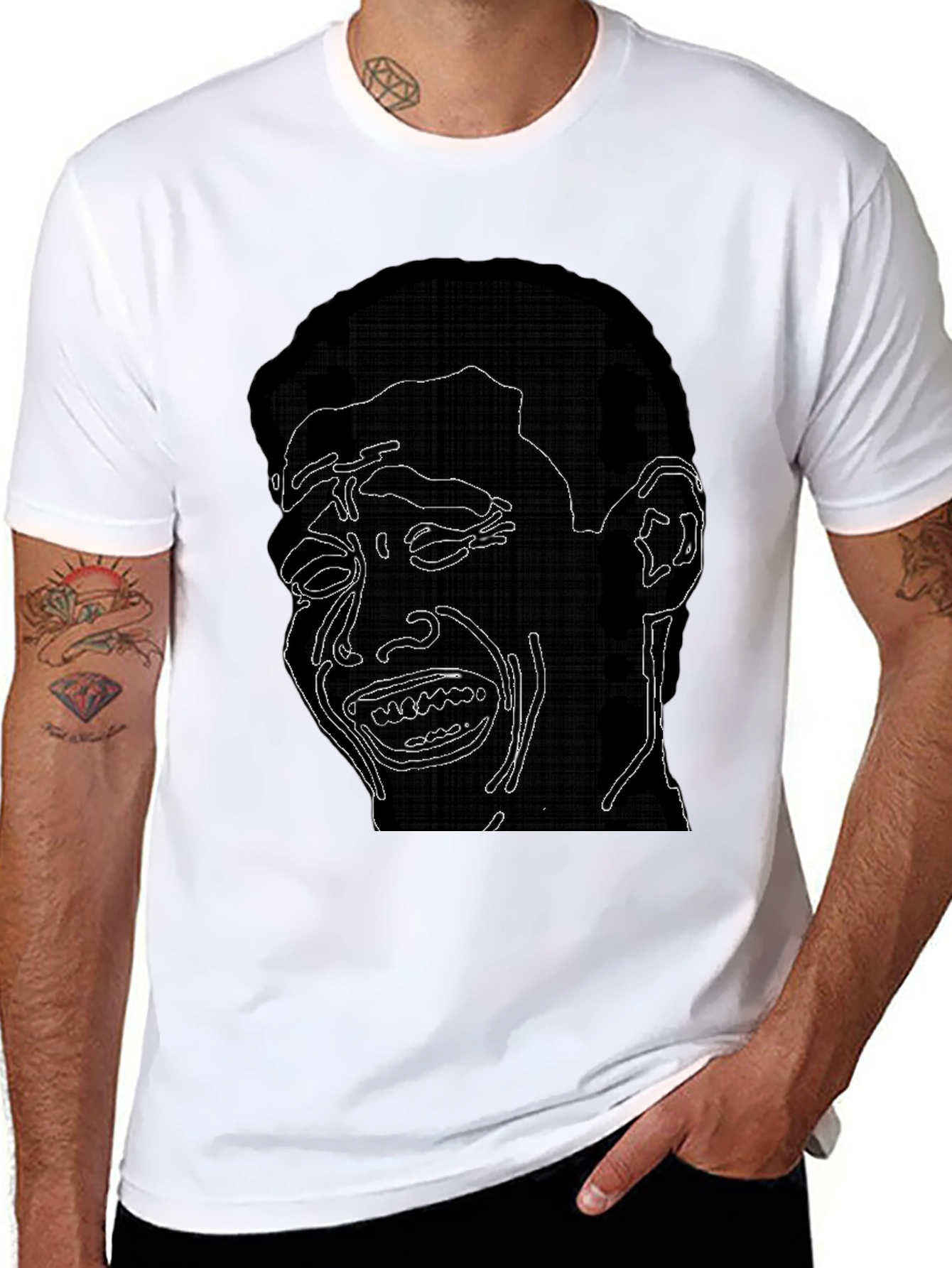 Crying Man Graphic Black Tee