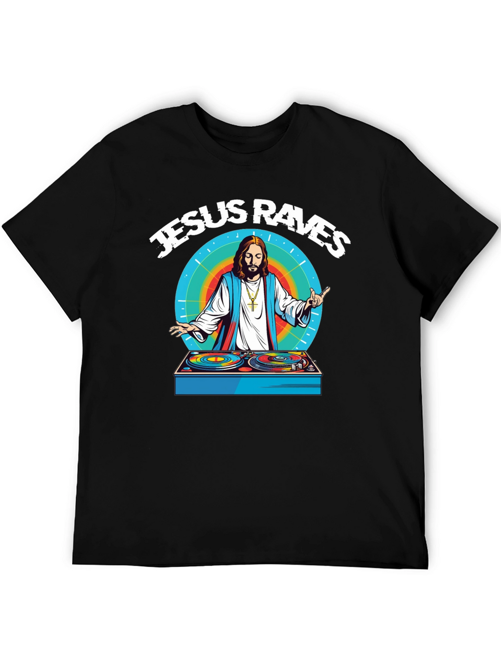 Jesus Raves Graphic T-Shirt - Black