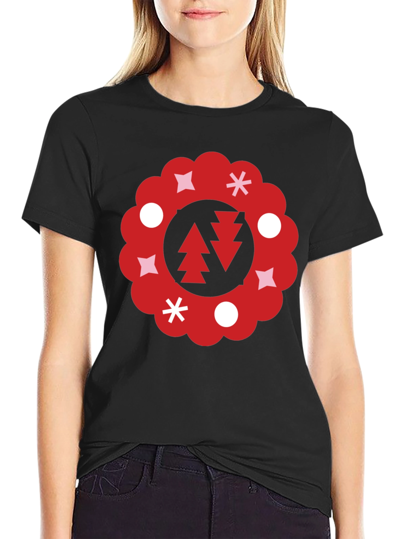 Festive Holiday Wreath Graphic Tee