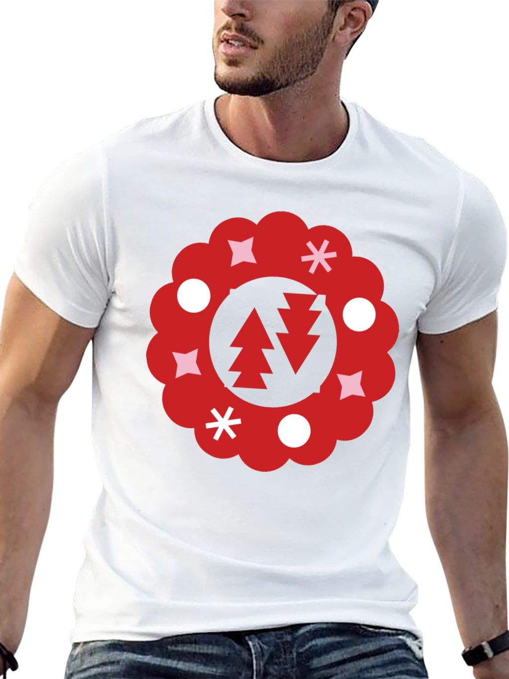 Festive Holiday Wreath Graphic Tee