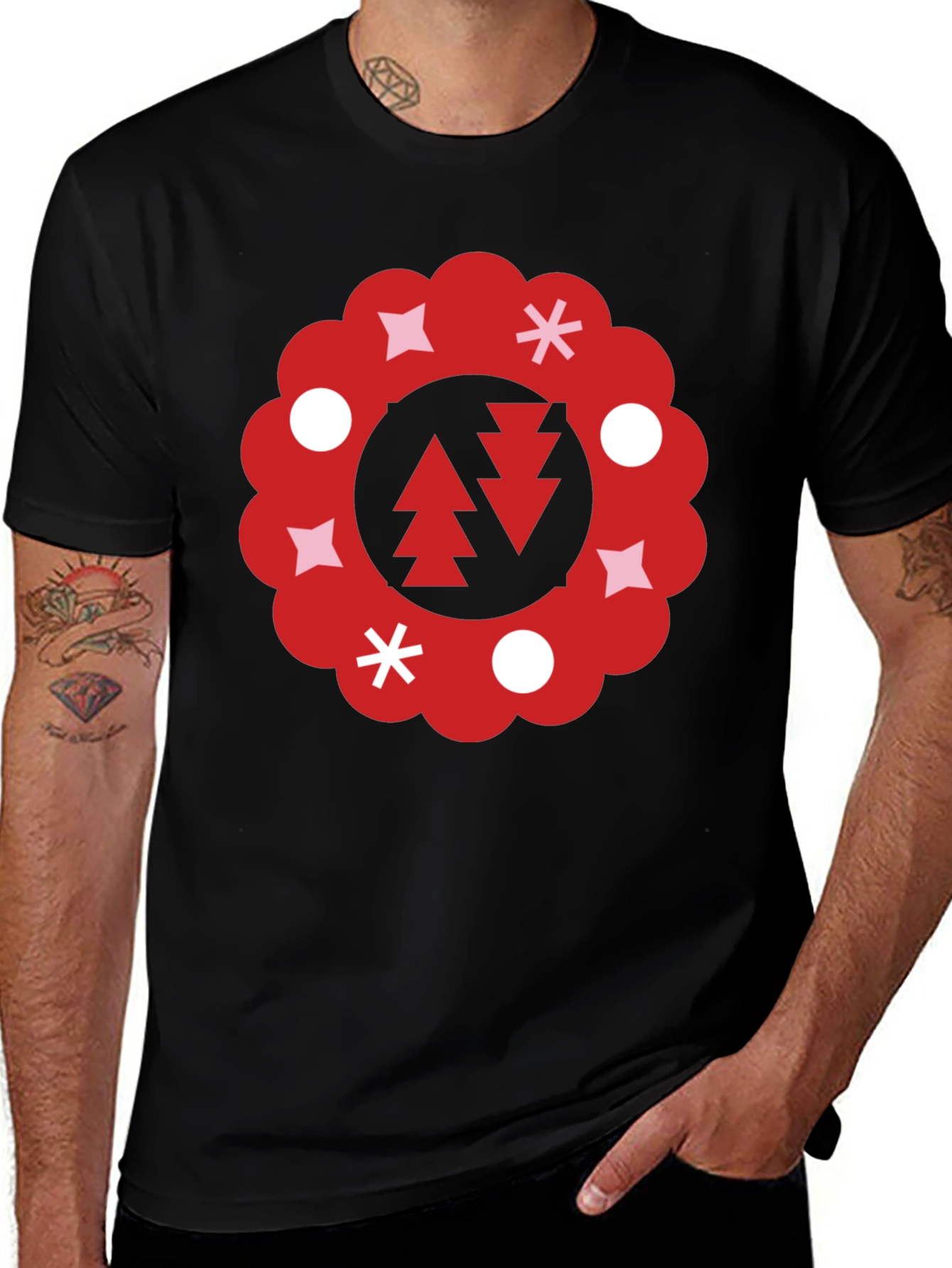 Festive Holiday Wreath Graphic Tee
