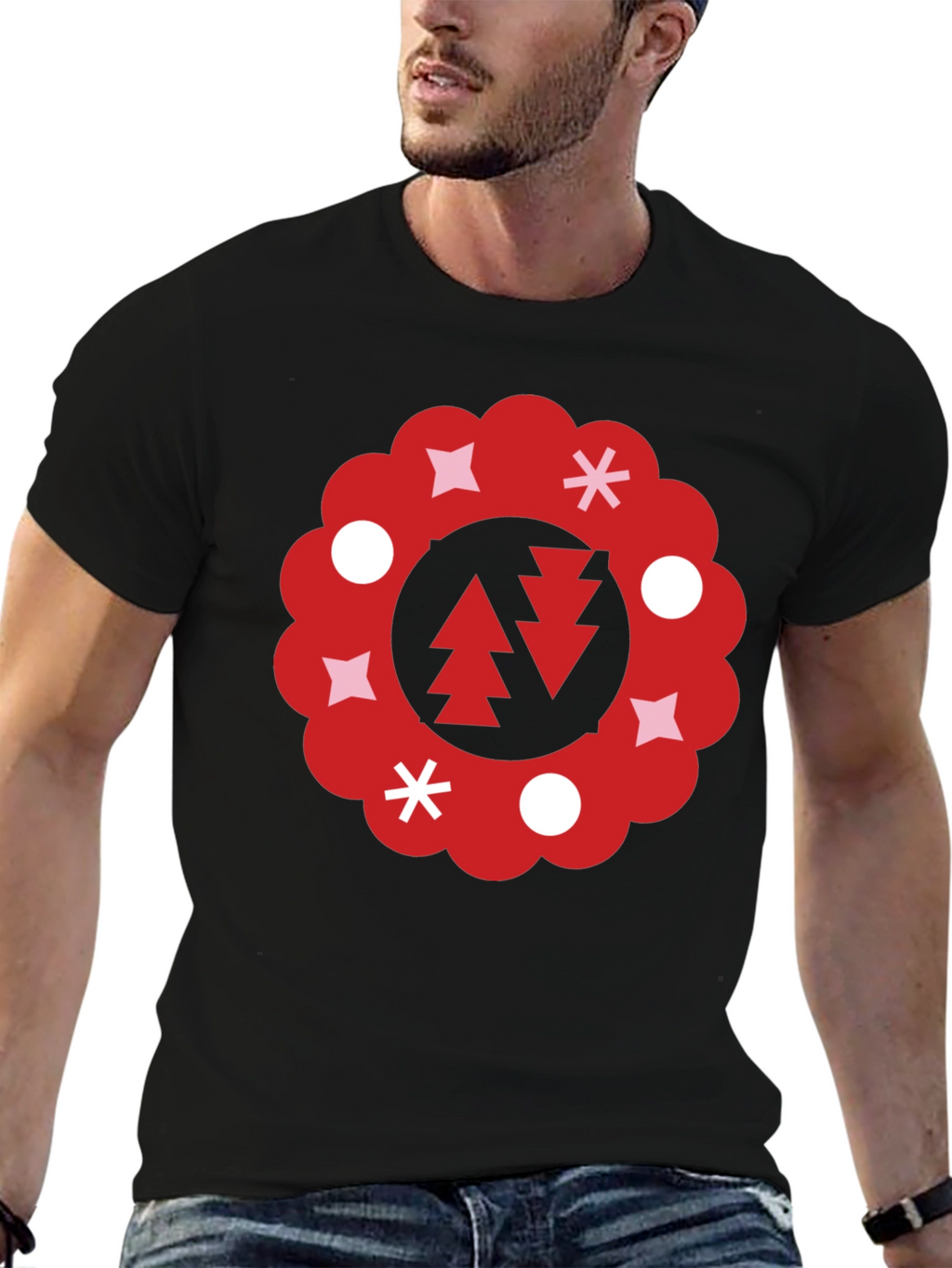 Festive Holiday Wreath Graphic Tee