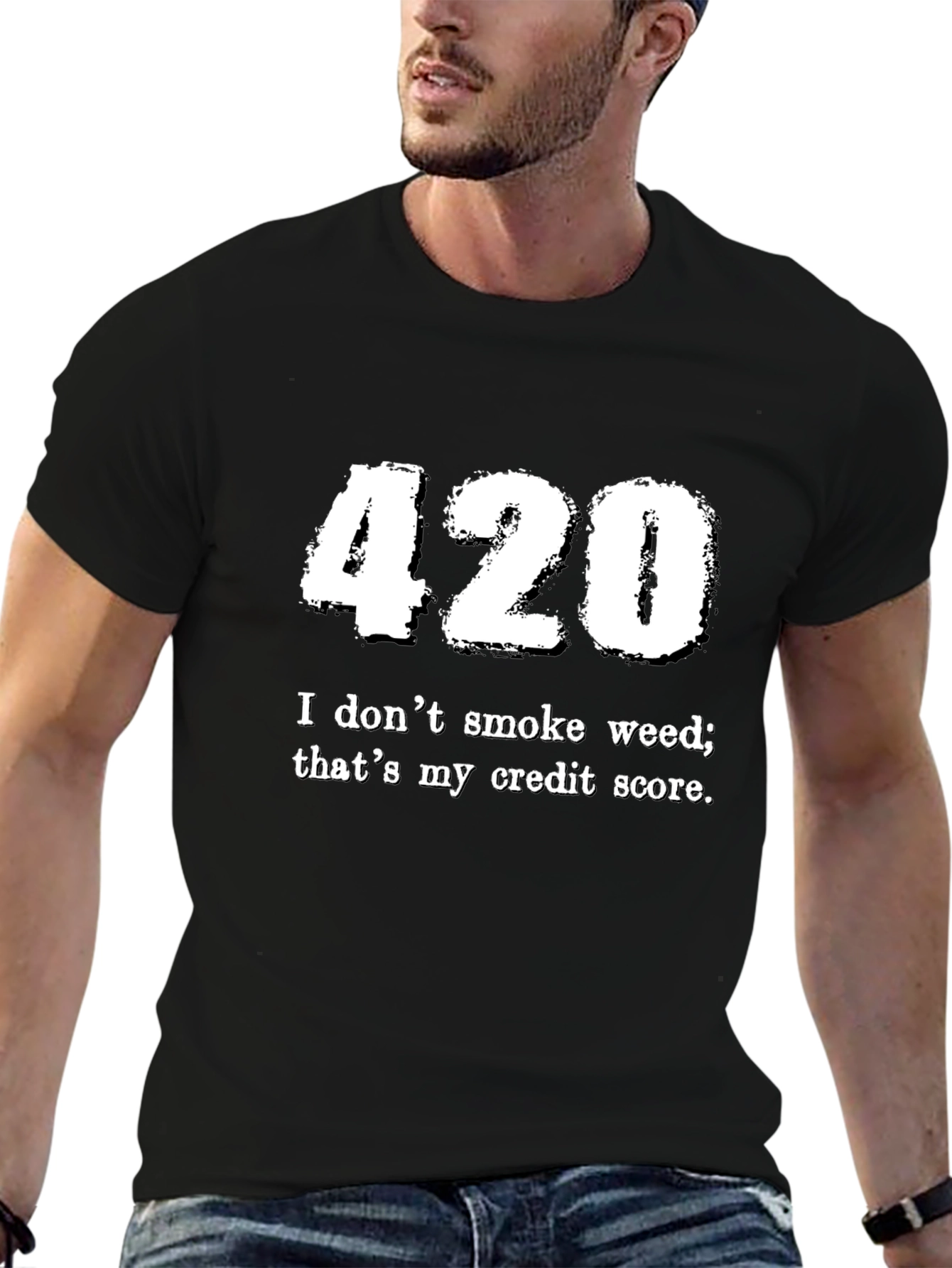 Funny 420 Credit Score Black Graphic Tee
