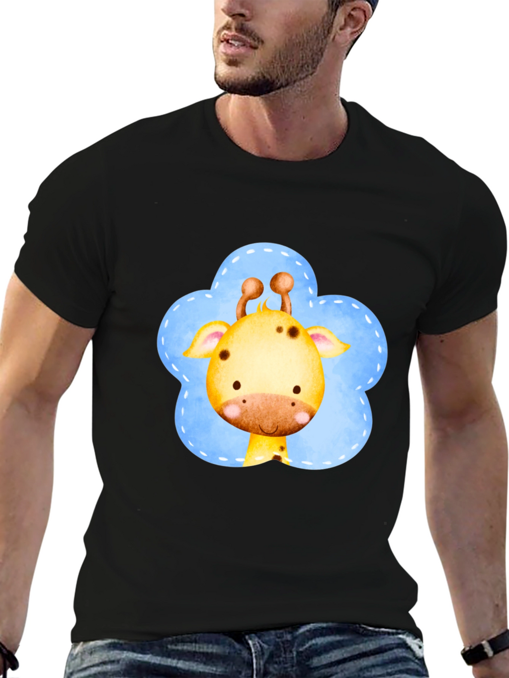 Cute Giraffe Graphic Tee - Soft Cotton Black T-Shirt