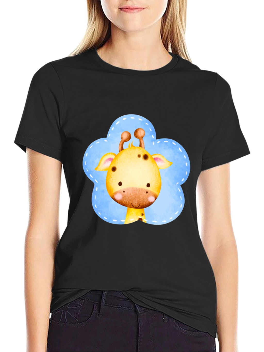 Cute Giraffe Graphic Tee - Soft Cotton Black T-Shirt