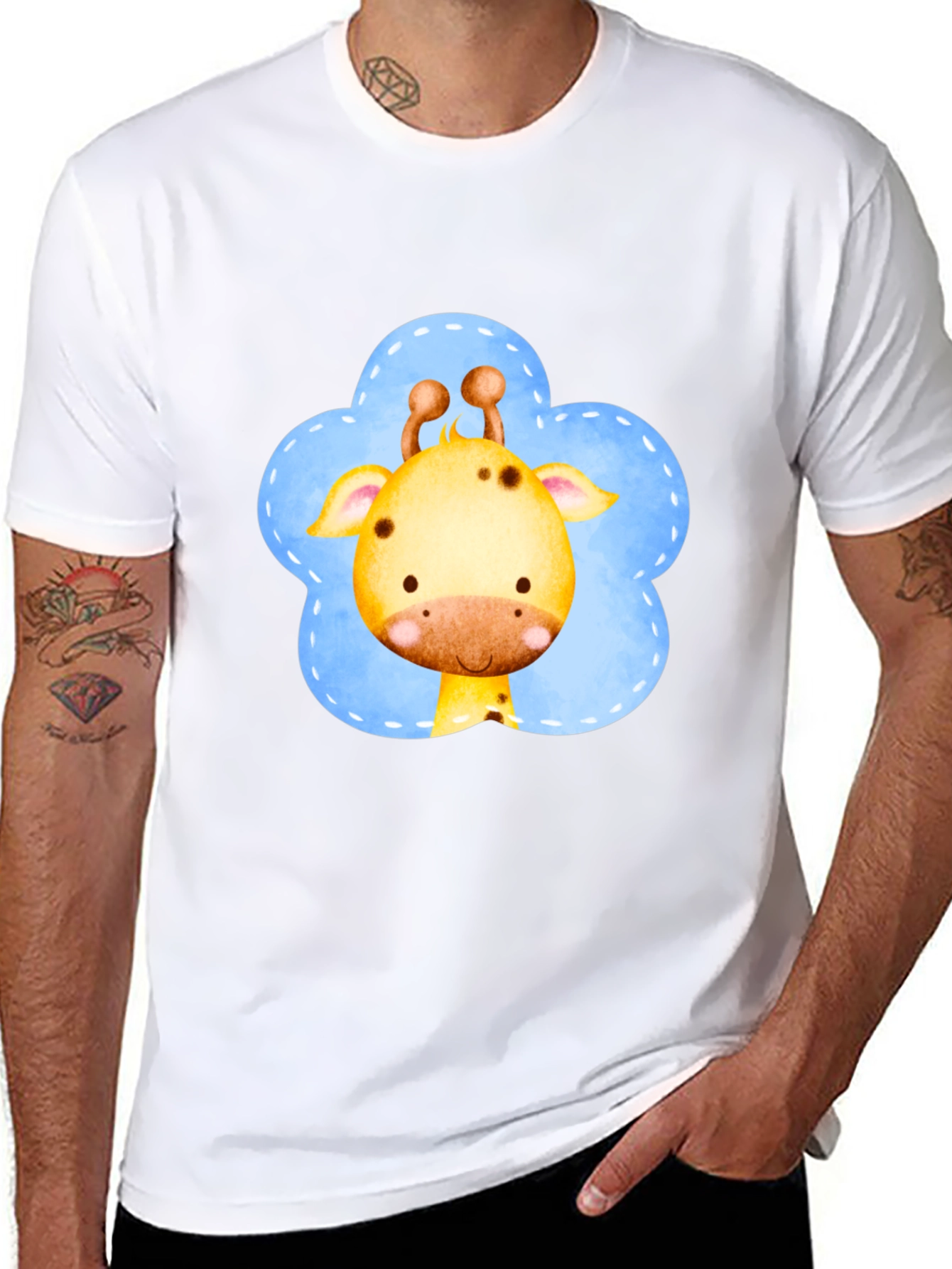 Cute Giraffe Graphic Tee - Soft Cotton Black T-Shirt