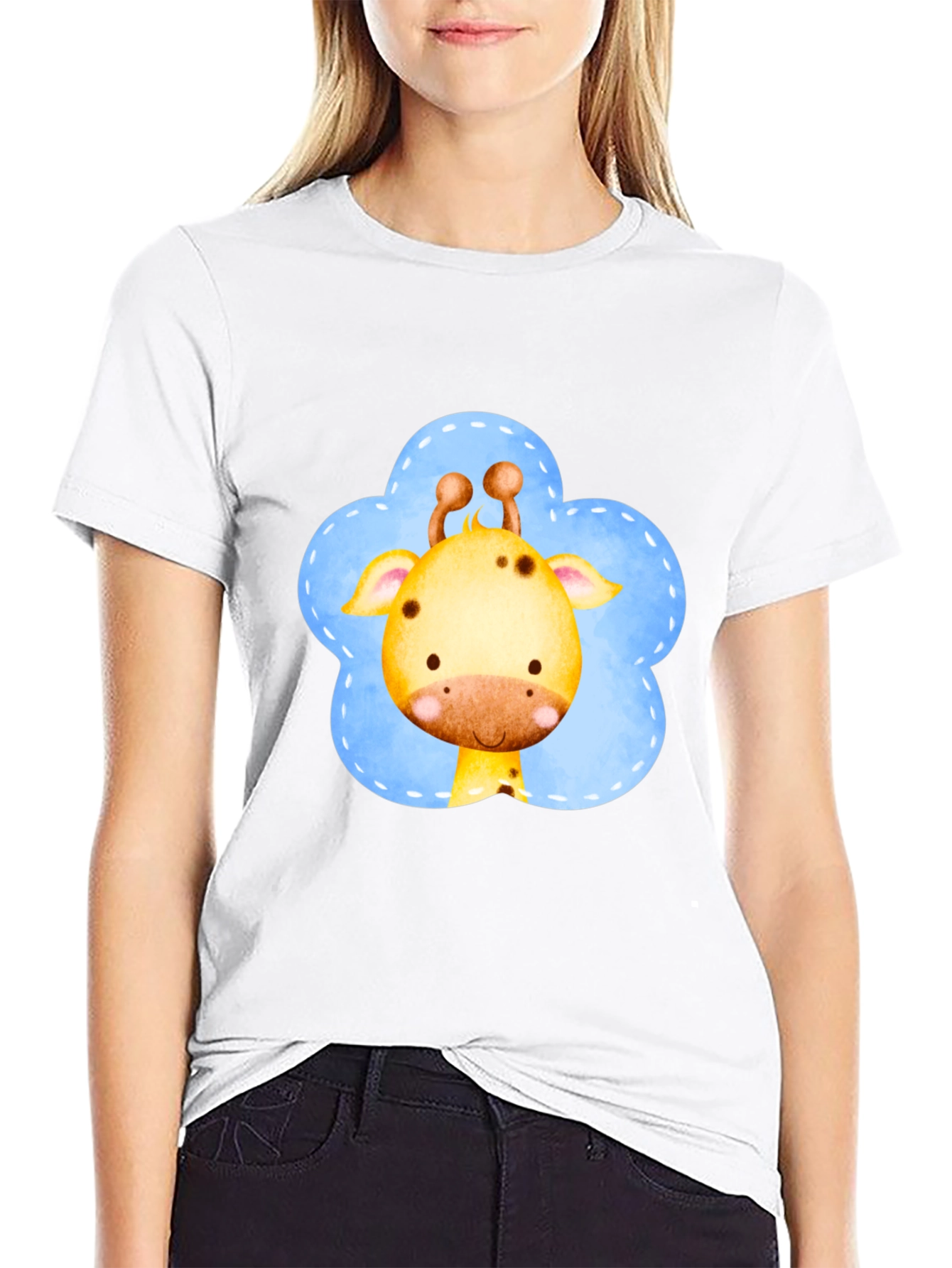 Cute Giraffe Graphic Tee - Soft Cotton Black T-Shirt