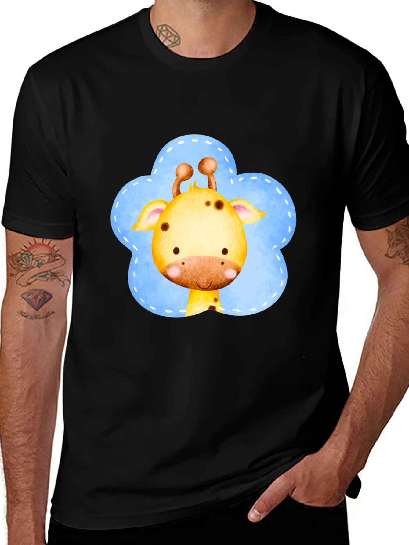 Cute Giraffe Graphic Tee - Soft Cotton Black T-Shirt