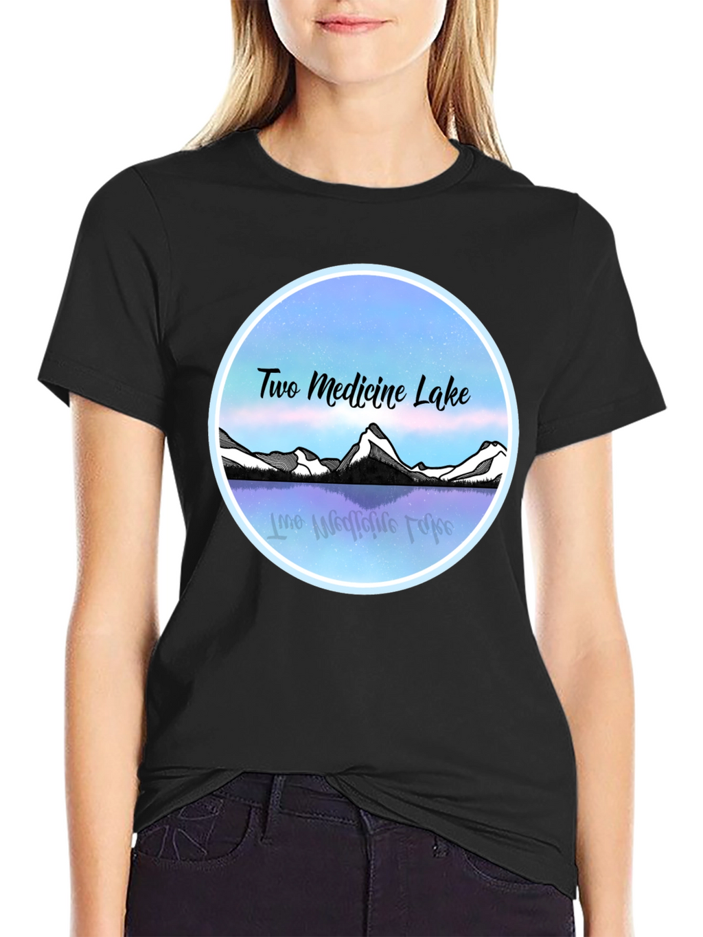 Two Medicine Lake T-Shirt Black Graphic Tee