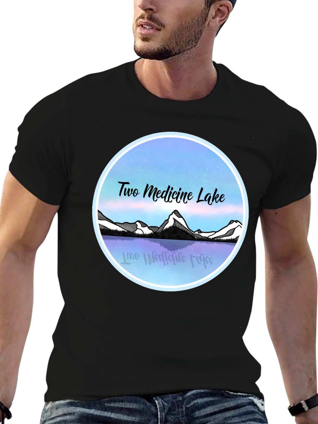 Two Medicine Lake T-Shirt Black Graphic Tee