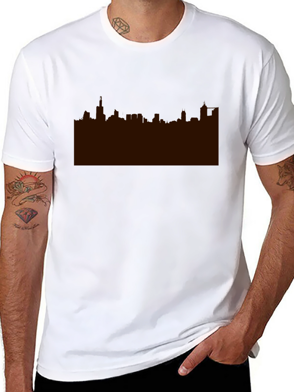 Skyline Graphic Print Black Tee