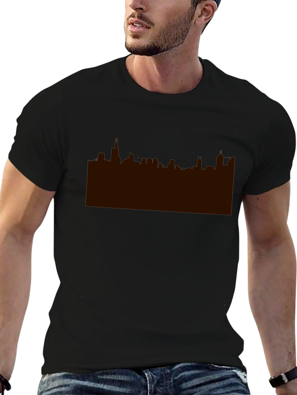 Skyline Graphic Print Black Tee