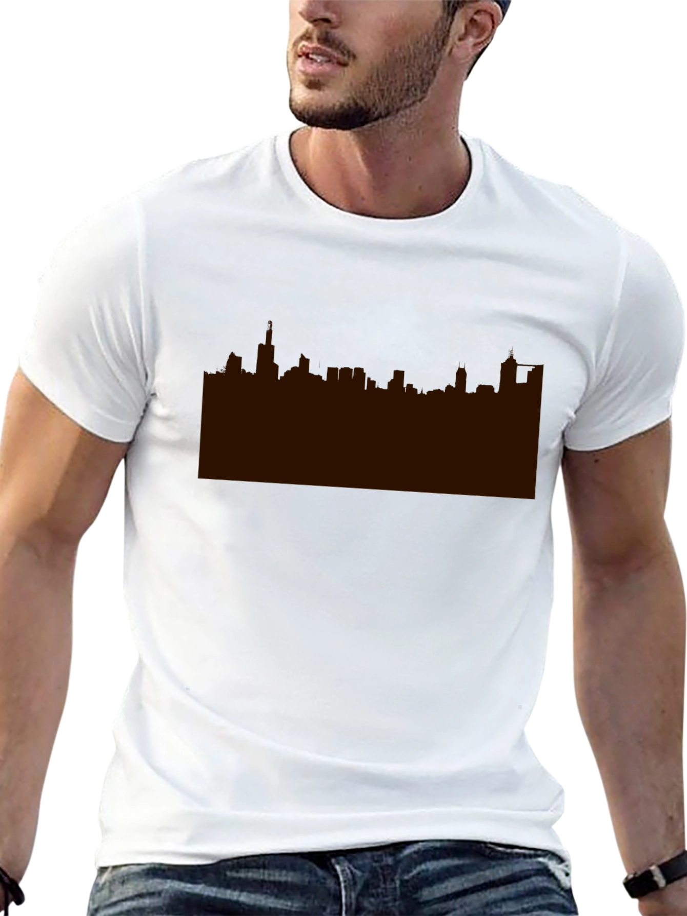 Skyline Graphic Print Black Tee