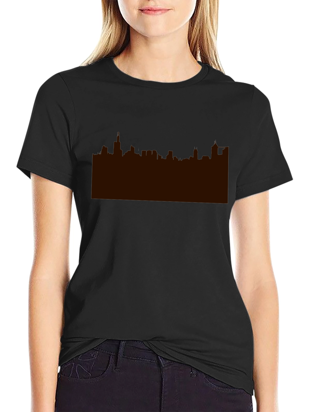 Skyline Graphic Print Black Tee