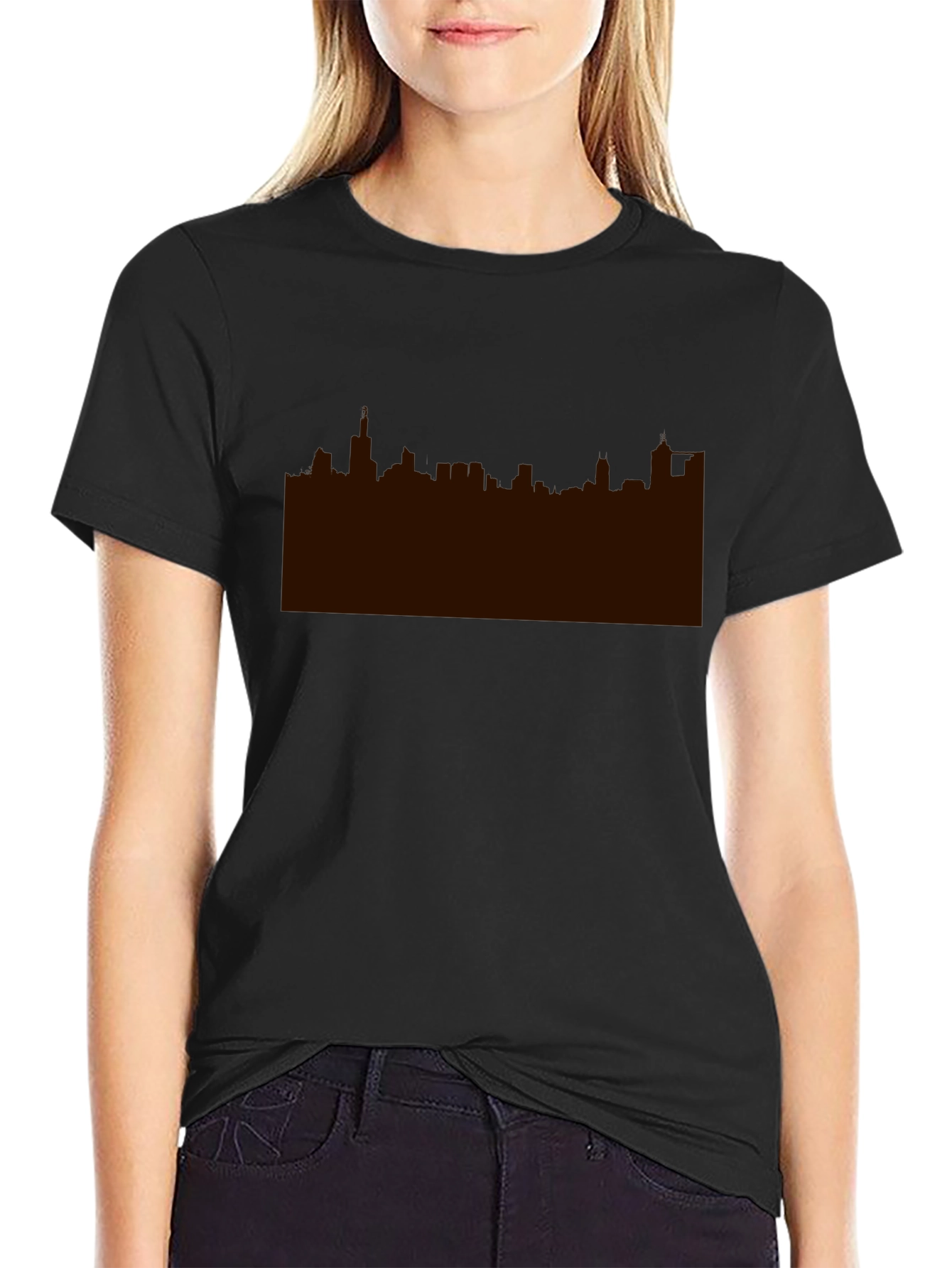Skyline Graphic Print Black Tee
