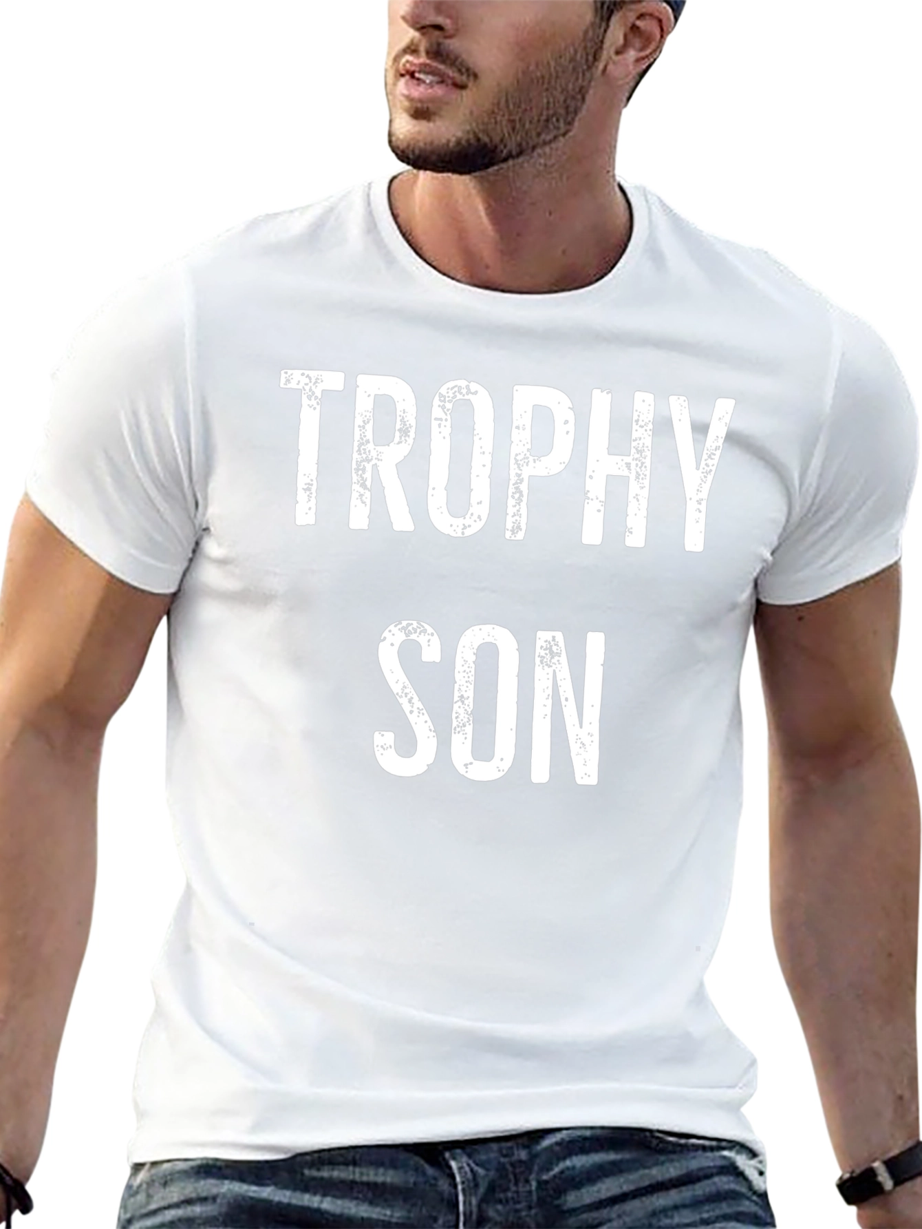 Trophy Son Black Cotton Graphic T-Shirt