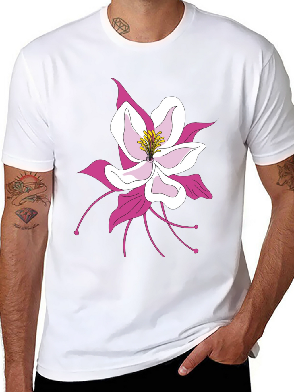 Floral Graphic Tee - Black Cotton Blend