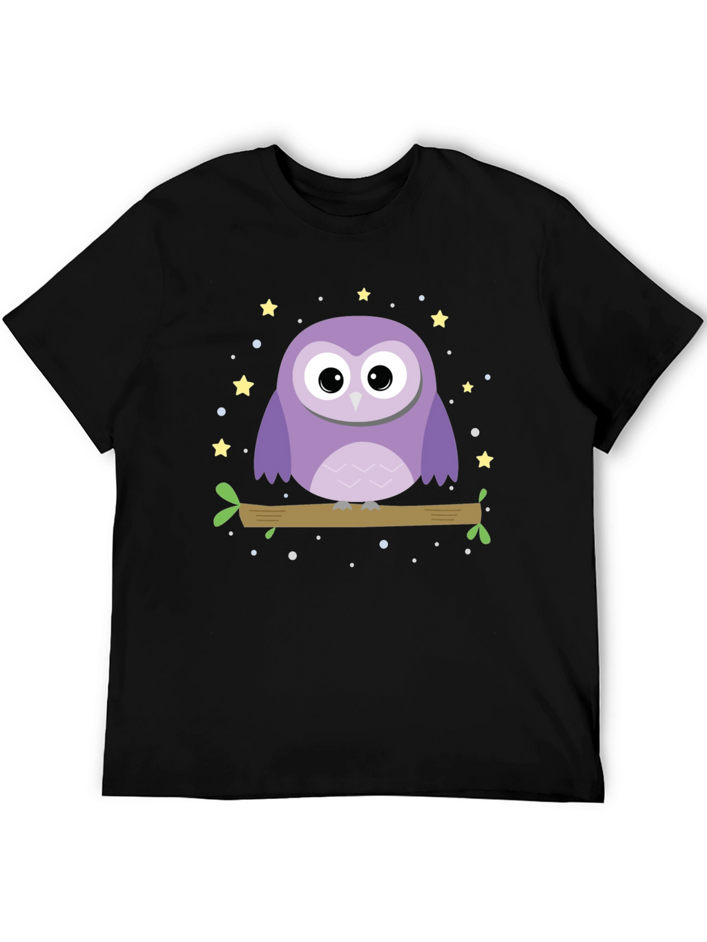 Cute Owl Graphic Print Black T-Shirt
