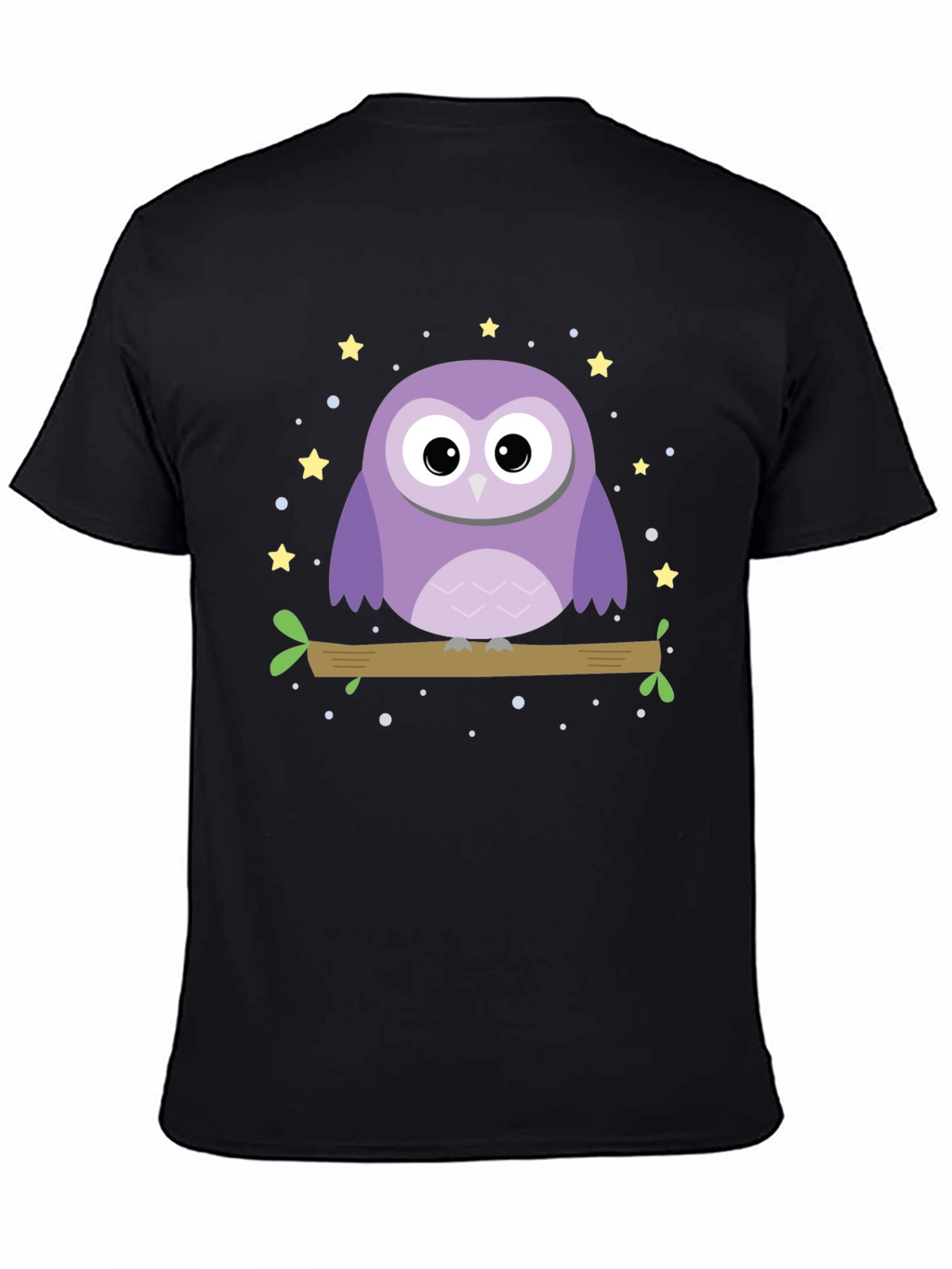 Cute Owl Graphic Print Black T-Shirt