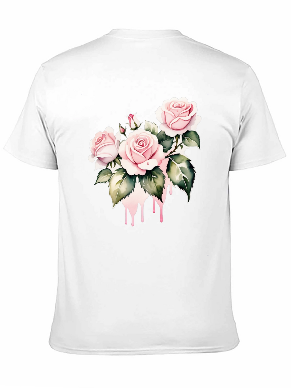 Black T-Shirt with Floral Rose Design