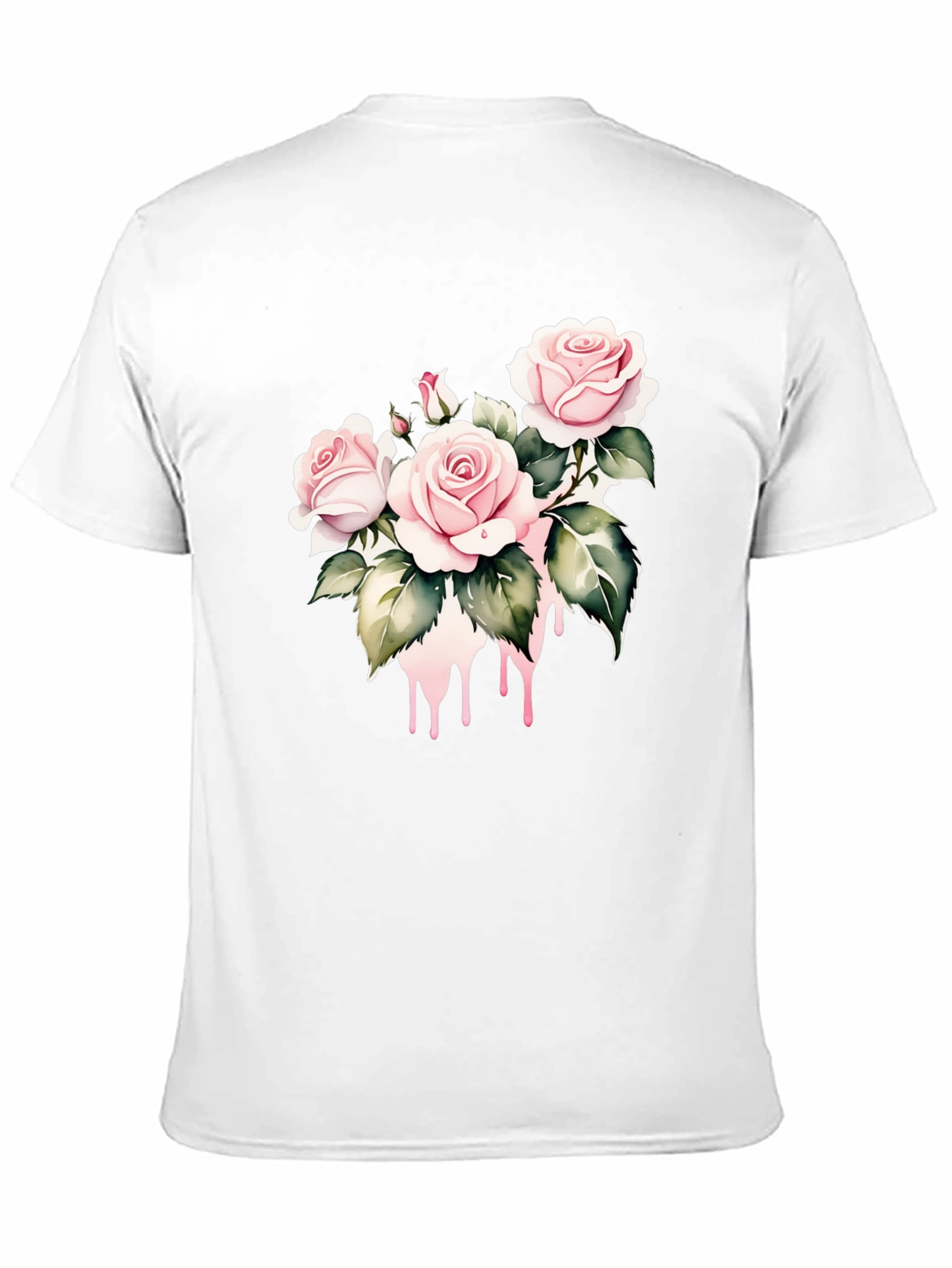 Black T-Shirt with Floral Rose Design