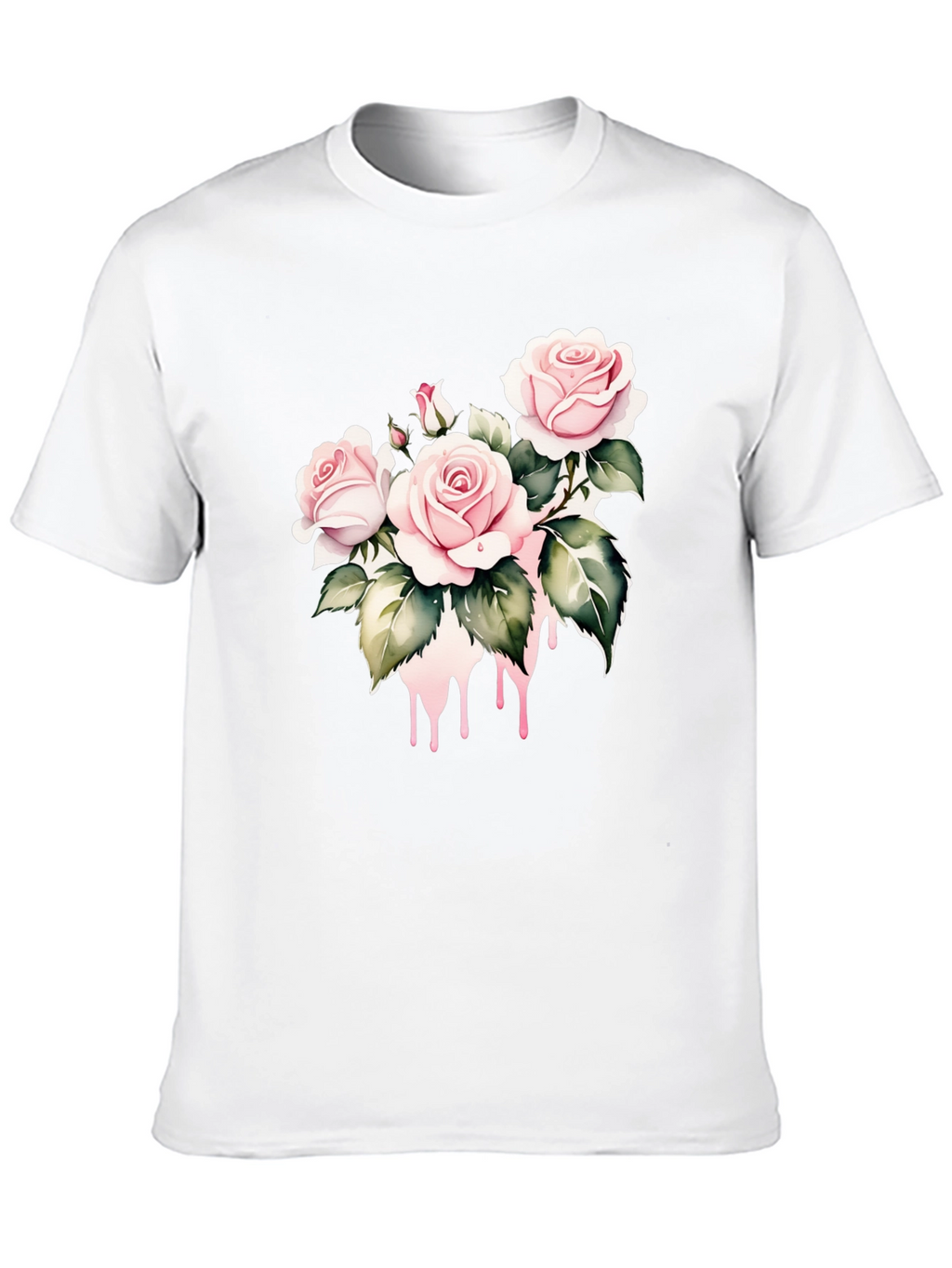 Black T-Shirt with Floral Rose Design